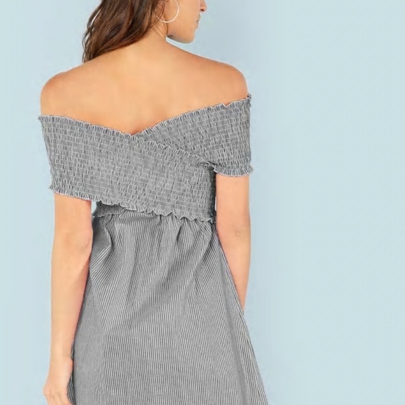 CROSS WRAP BARDOT DRESS - Picture 2 of 5